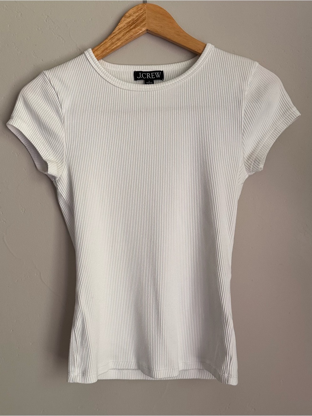 J.Crew White Ribbed Short-Sleeve Tee